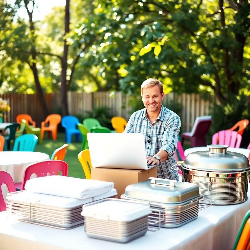 Backyard gathering with Party Rent equipment