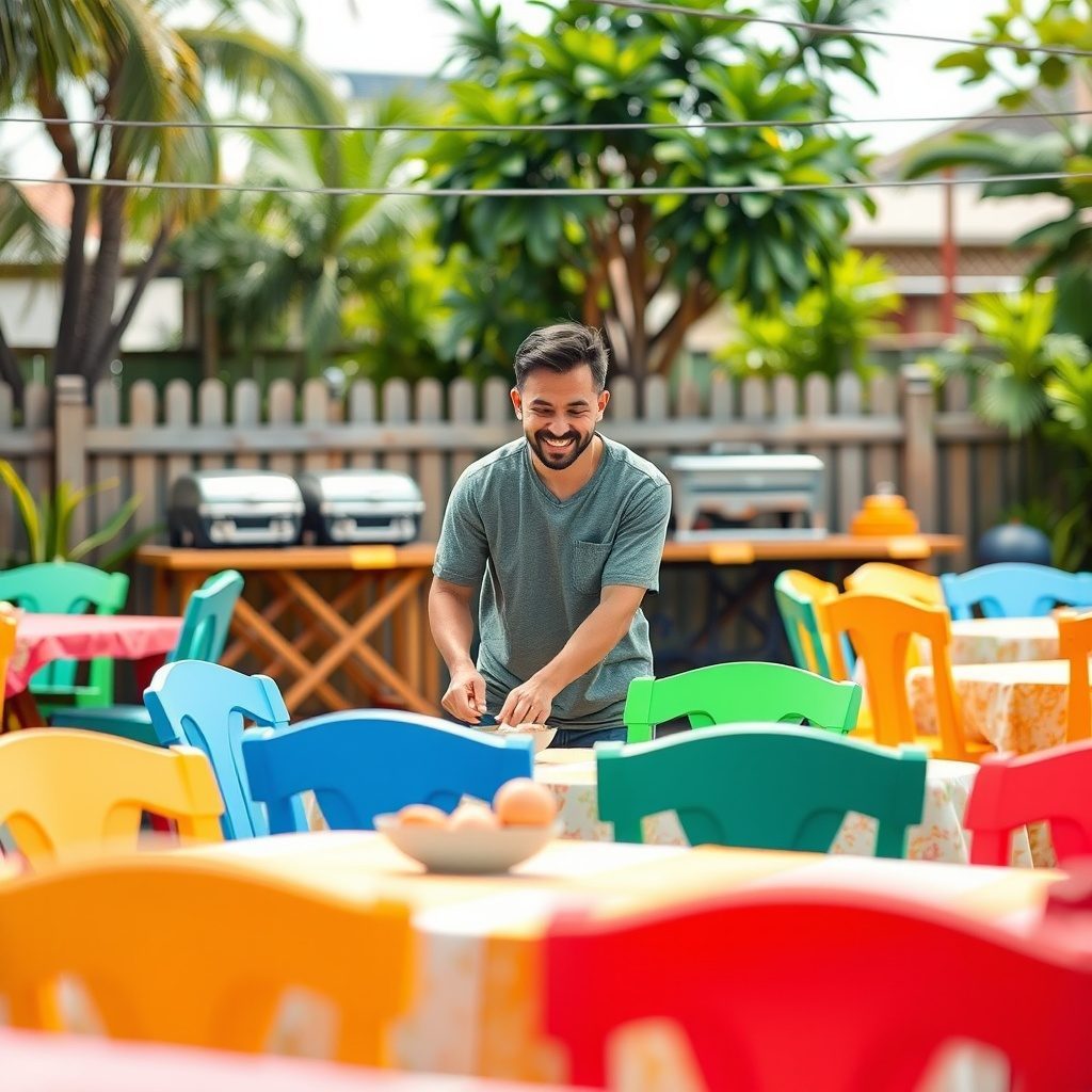 Complete serving-station kit for backyard parties